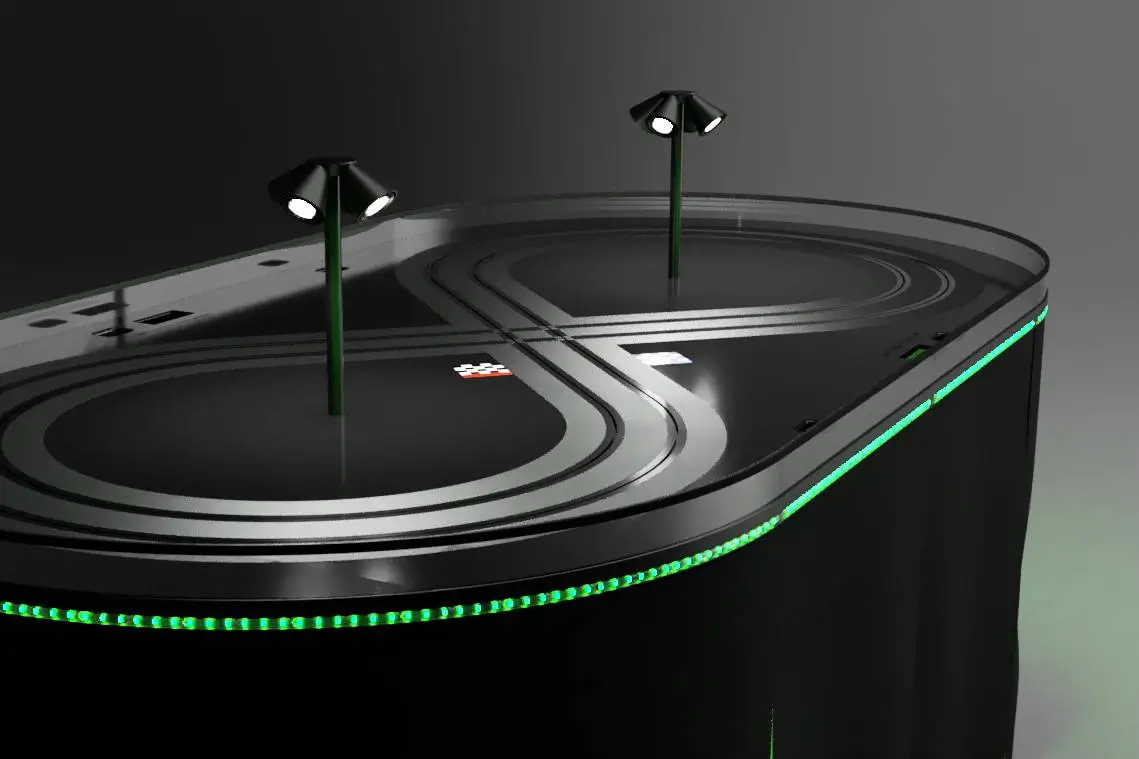 MiniTrax 2 lane slot racing track suited for exhibitions 
